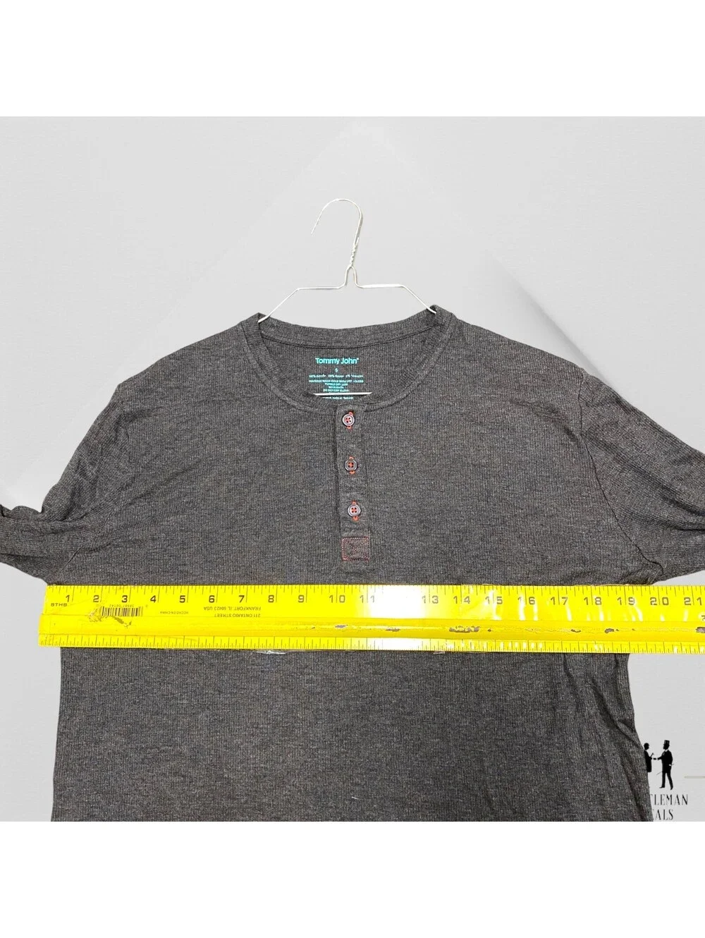 Tommy John Lounge Henley Long Sleeve Shirt Pajama Top Gray Loungewear Mens S Rib